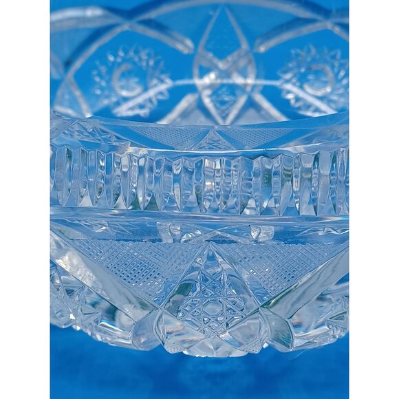 Heavy American Brilliant ABP  Hollywood Regency 6 X 6 Cut Lead Crystal Ashtray - Picture 8 of 16